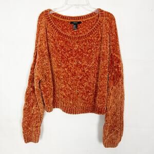 Forever 21 Burnt Orange Pullover Cropped Knit Sweater Size Medium